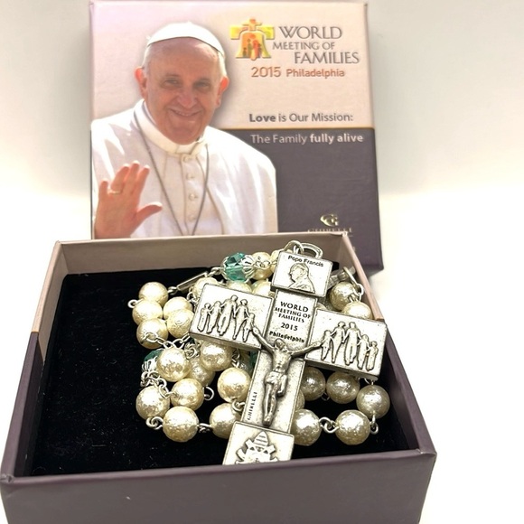 Pope Francis FAMILIES 2015 ROSARY Philadelphia Ghirelli murano glass style - Picture 9 of 9